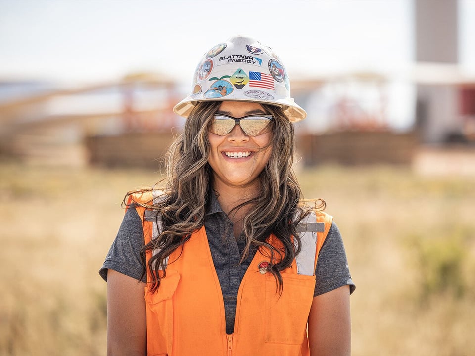 Close up image of a female construction worker